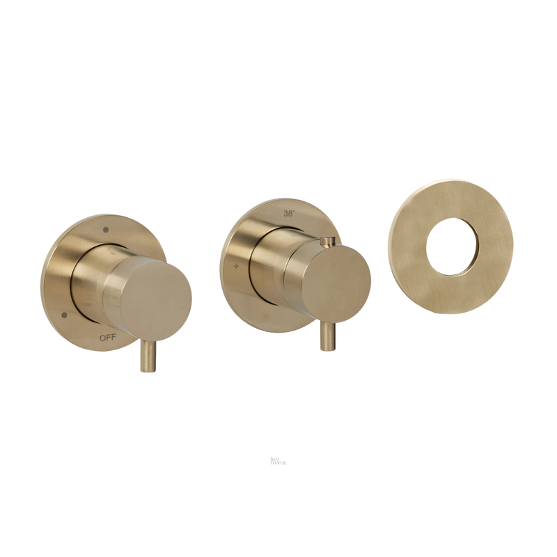 Inbouwthermostaat 2 / 3-weg zonder aansluitbocht - Brushed champagne gold PVD
