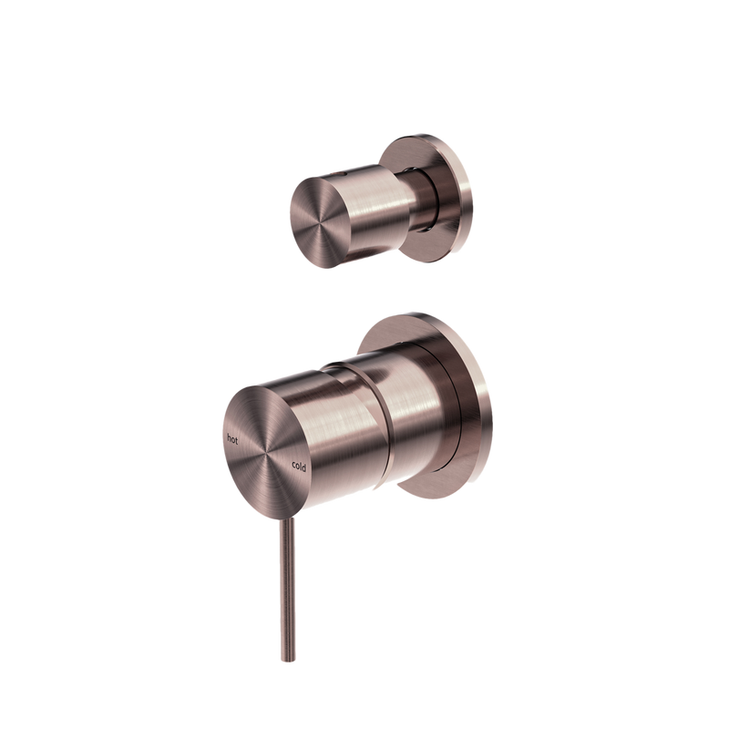 Inbouw douchemengkraan verticaal - 2 wegs omstel - Compleet - Brushed Bronze PVD