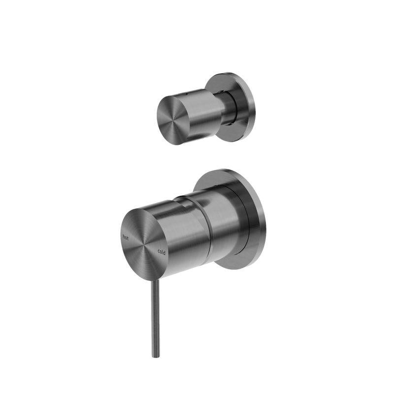 Inbouw douchemengkraan verticaal - 2 wegs omstel - Compleet - Brushed Gunmetal PVD