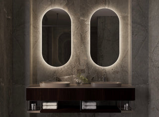 Spiegel ovaal met LED verlichting, spiegelverwarming en sensor 45x90cm
