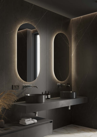 Spiegel ovaal met LED verlichting, spiegelverwarming en sensor 45x90cm
