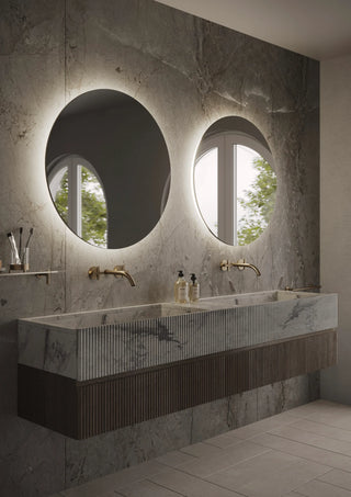 Spiegel rond met LED verlichting, spiegelverwarming en sensor