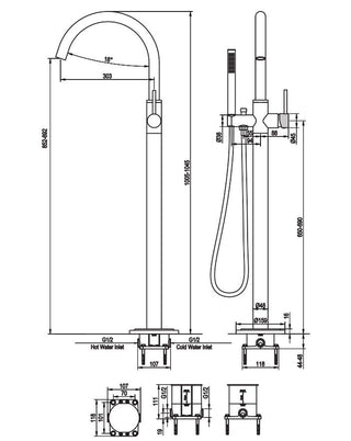 Brauer Vrijstaande badkraan - Gold edition