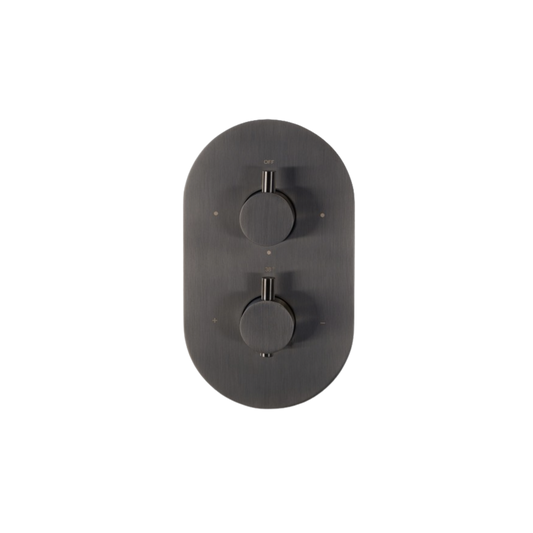 Inbouwthermostaat ovaal - 2-weg zonder aansluitbocht - Brushed gunmetal PVD