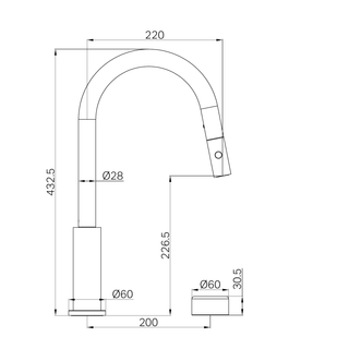 Keukenkraan - progressive - met uittrekbare slang - Brushed Champagne PVD