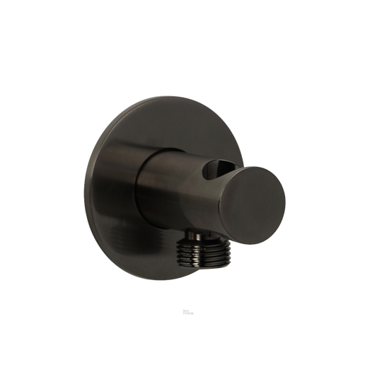 Aansluitbocht met wandhouder - Brushed gunmetal PVD