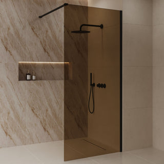 Inloopdouche - Douchewand - Amber glas - Gunmetal PVD