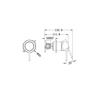 Inbouw douchemengkraan 60MM rozet - Compleet - Brushed Nickel PVD