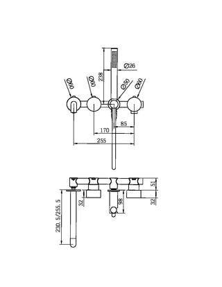 Inbouw badmengkraan compleet 230MM - Progressive - Brushed Bronze PVD