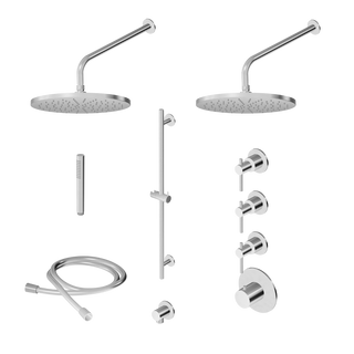 Dubbele regendouche 300MM - thermostaat - glijstang set - weave knurling - HELM