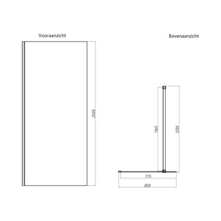 Inloopdouche - Douchewand - Amber glas - Gunmetal PVD