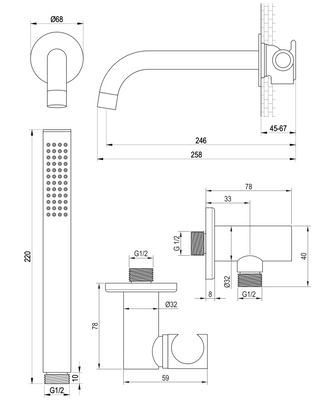 Brauer Inbouw badthermostaat set met uitloop - Gold edition
